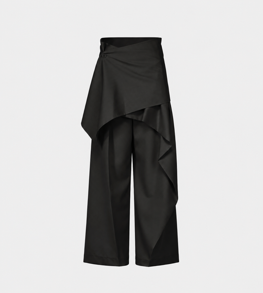 ISSEY MIYAKE - LUSTROUS WOOL Wrap Pants Blk