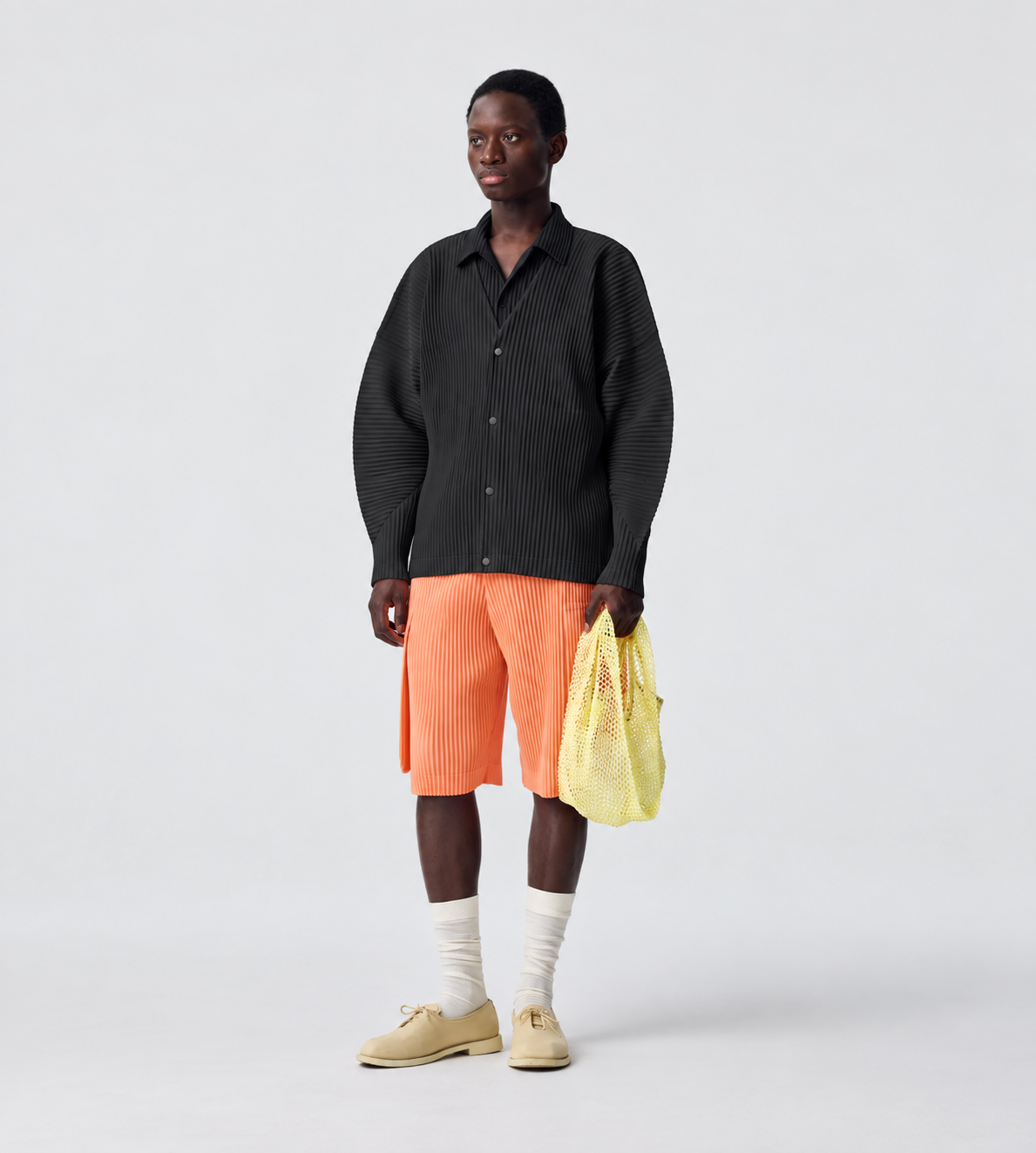 HOMME PLISSE ISSEY MIYAKE - Light & Shadow Pleated Cardigan Blk