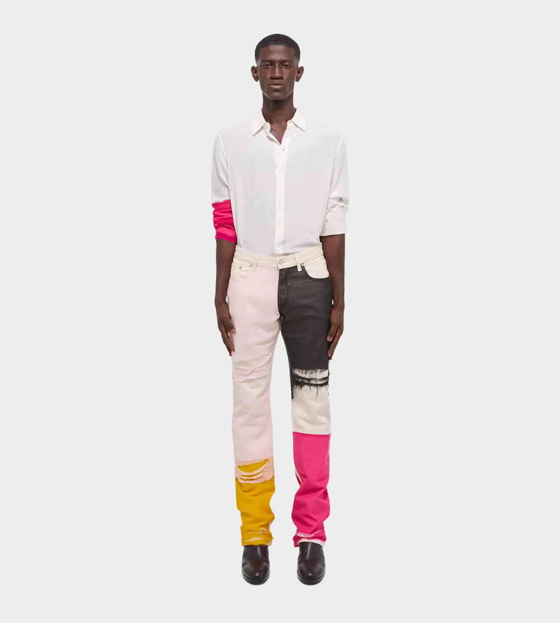 Helmut Lang - Colour Blocked Jeans Cream Multi