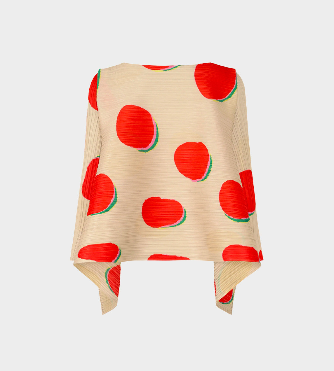 Pleats Please Issey Miyake - Bean Dots A-Line LS Top Red