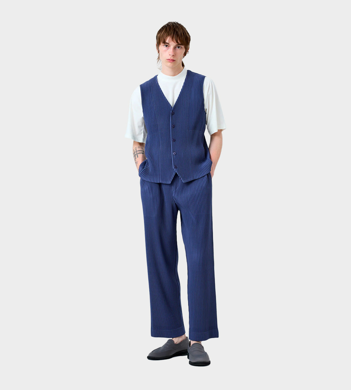 Homme Plisse Issey Miyake - Tailored Pleats Vest Blue Charcoal