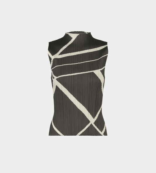 PLEATS PLEASE ISSEY MIYAKE - Fold-line Sleeveless Top Blk