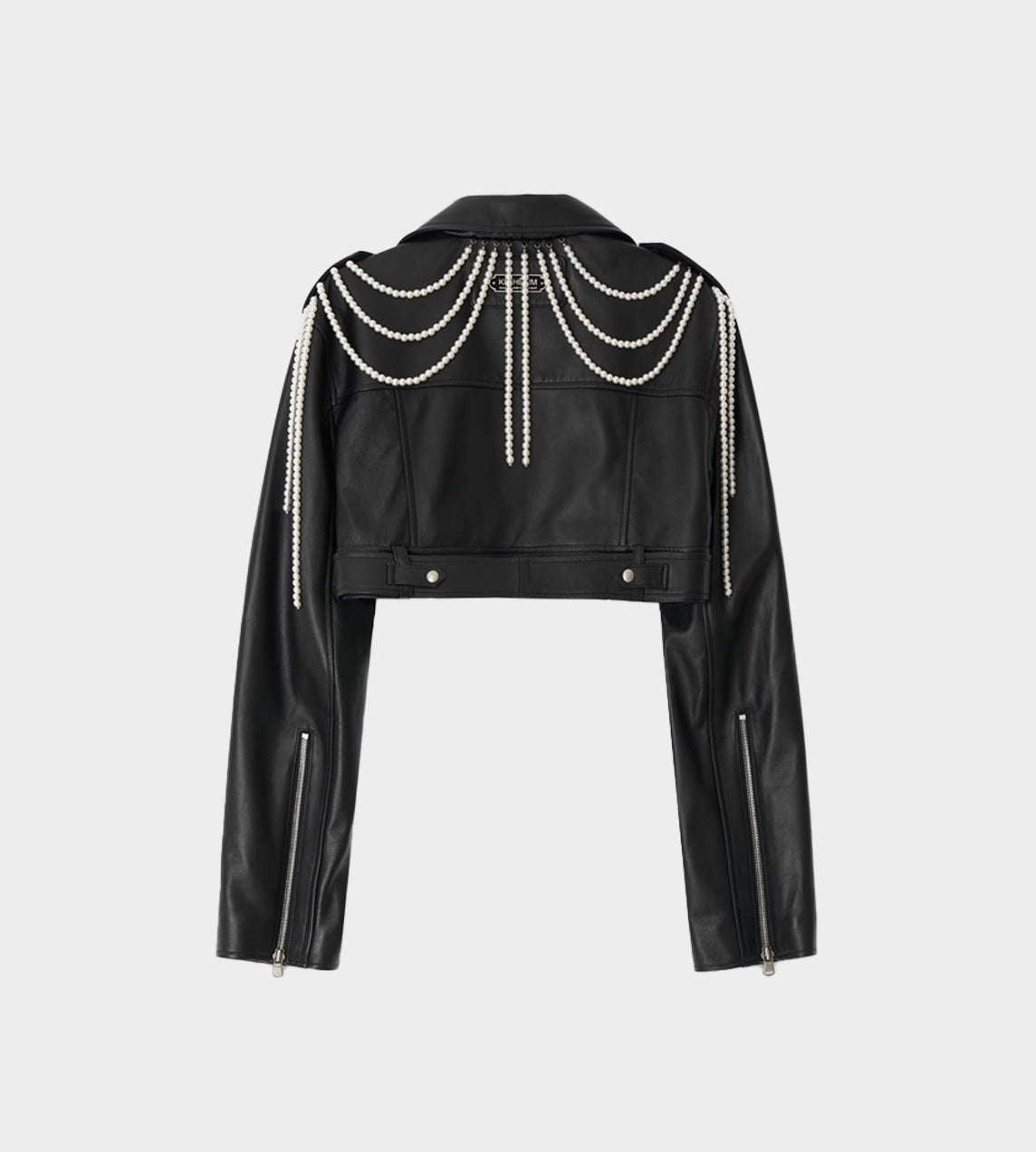 KIMHEKIM - Pearl Detail Cropped Biker Jacket