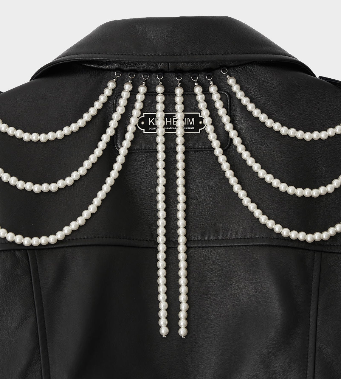KIMHEKIM - Pearl Detail Cropped Biker Jacket