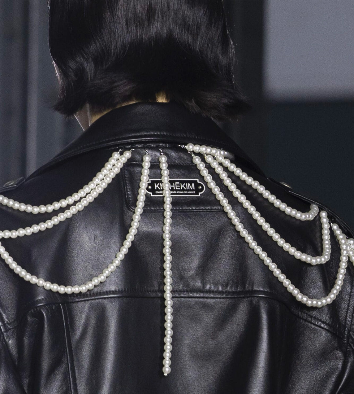 KIMHEKIM - Pearl Detail Cropped Biker Jacket