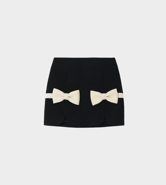 ShuShu/Tong - Mini Skirt with Puffy Bows Black
