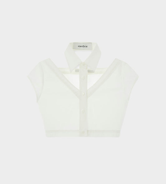 KIMHEKIM - Cut-out Short Sleeve Shirt White