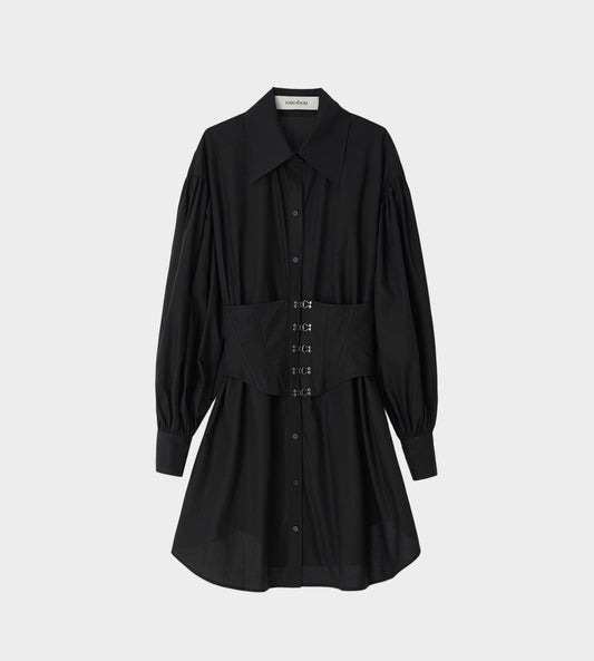 KIMHEKIM - Corset Mini Shirt Dress Black