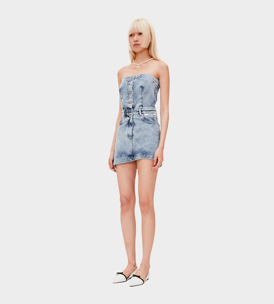 KIMHEKIM - Strapless Denim Minidress Sky Blue