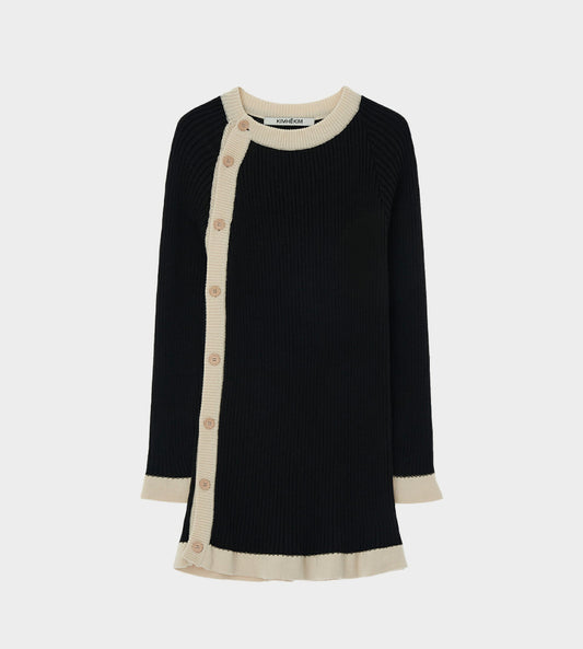 KIMHEKIM - Asymmetric Closure Cardigan Black/Ivory