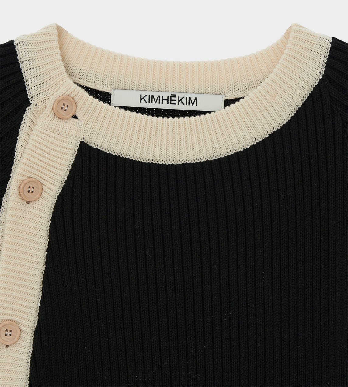 KIMHEKIM - Asymmetric Closure Cardigan Black/Ivory