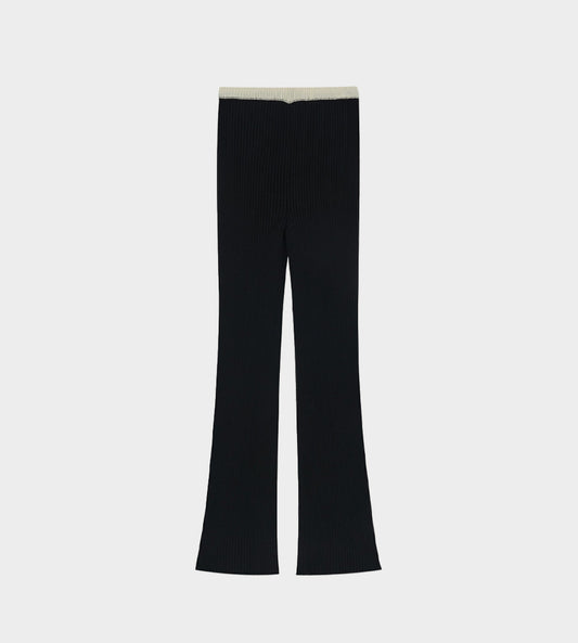 KIMHEKIM - Knit Flared Bicolor Pants Black/Ivory