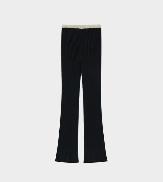 KIMHEKIM - Knit Flared Bicolor Pants Black/Ivory