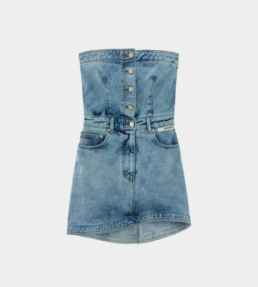 KIMHEKIM - Strapless Denim Minidress Sky Blue