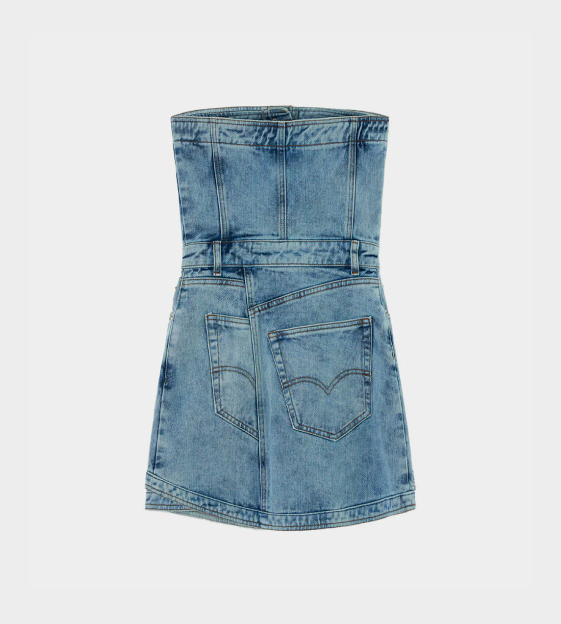 KIMHEKIM - Strapless Denim Minidress Sky Blue