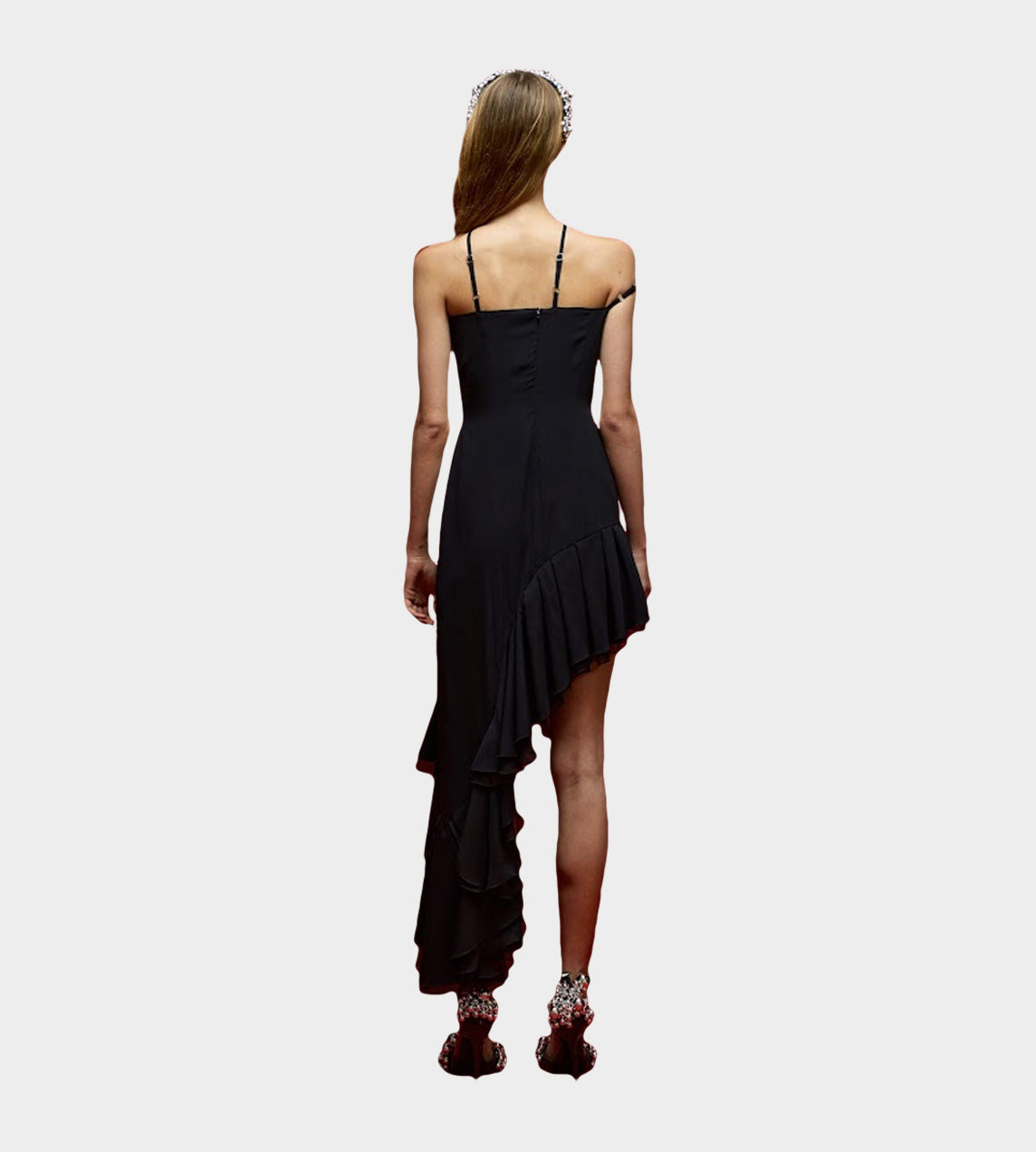 LEJE - Etoile Asymmetric Frill Dress Black