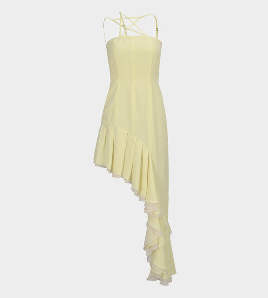 LEJE - Etoile Asymmetric Frill Dress Yellow