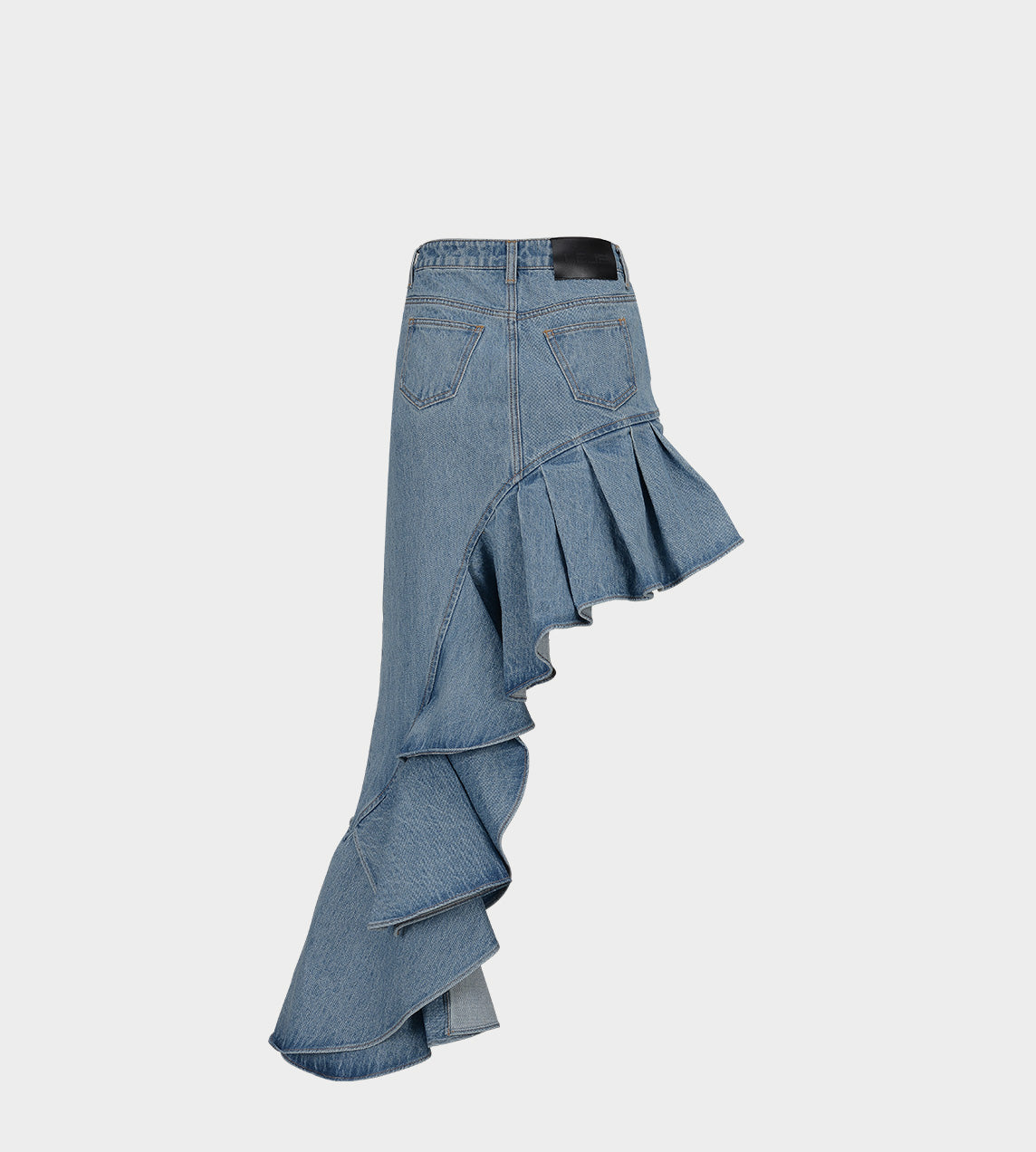 LEJE - Asymmetric Frill Denim Skirt Blue