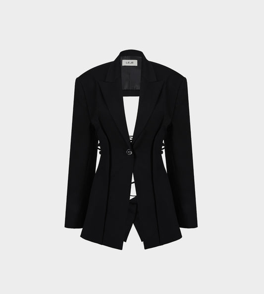 LEJE - Shark Open Back Blazer Black