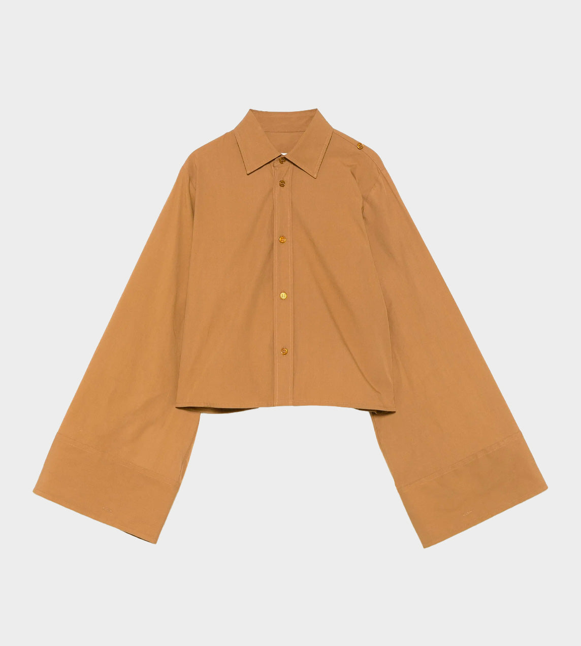 MM6 Maison Margiela - Extra-long Sleeve Crop Shirt Brown