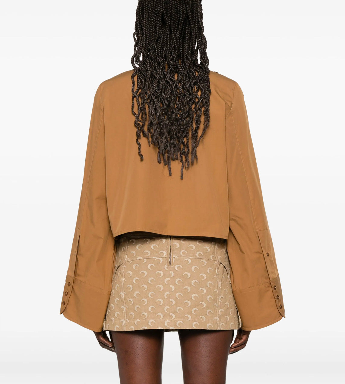 MM6 Maison Margiela - Extra-long Sleeve Crop Shirt Brown