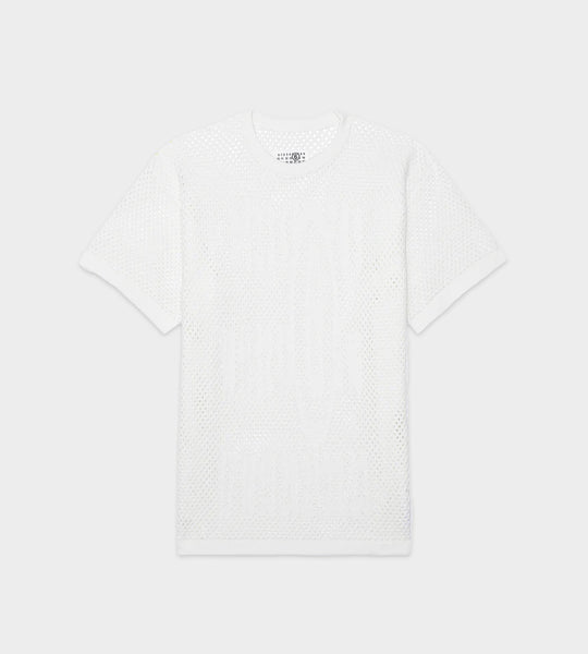 【送料&関税込】Maison Margiela Cotton Knit T-shirt MM6 MAISON MARGIELA/COTTON WOOL T-SHIRT+KNIT(WHITE×BLACK)