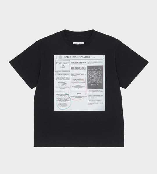 【送料&関税込】MM6 Maison Margiela Newspaper Print T-shirt MM6 Maison Margiela - Newspaper Print Tee Blk – WDLT117