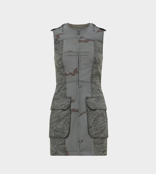 Marine Serre - REGEN Camo Mini Dress D.Grey