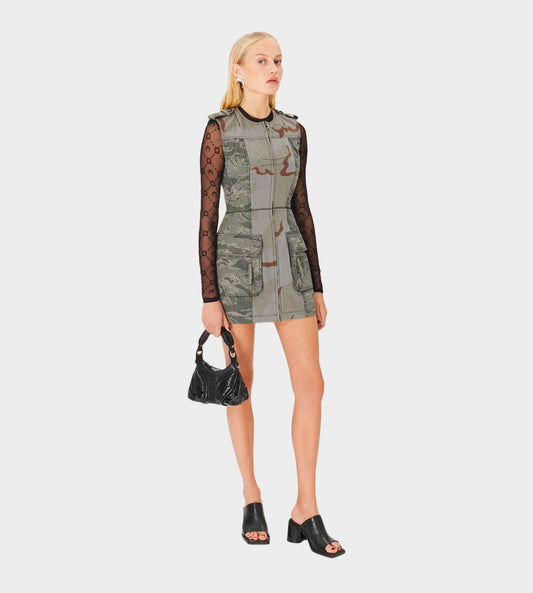 Marine Serre - REGEN Camo Mini Dress D.Grey