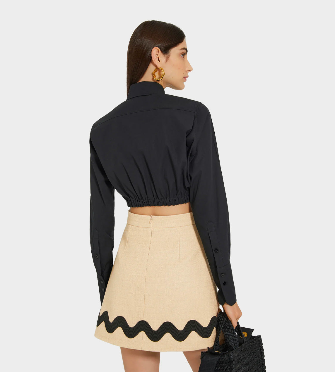Patou - Contrast Braid Mini Skirt Beige