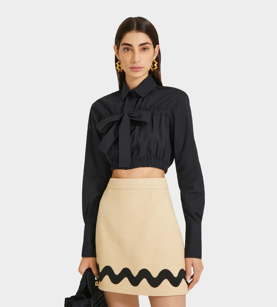 Patou - Contrast Braid Mini Skirt Beige