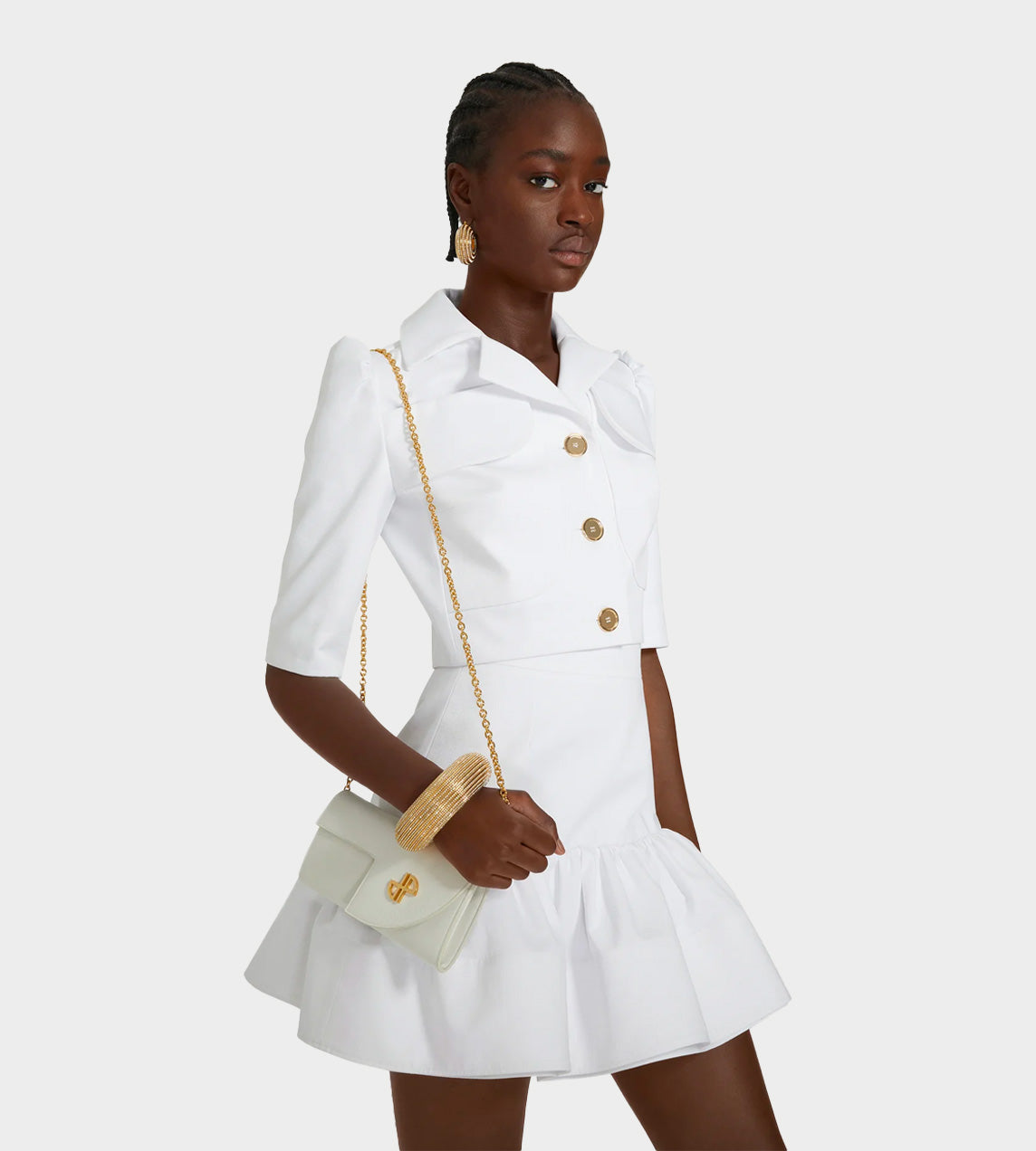 Patou - Ruffle Mini Skirt White
