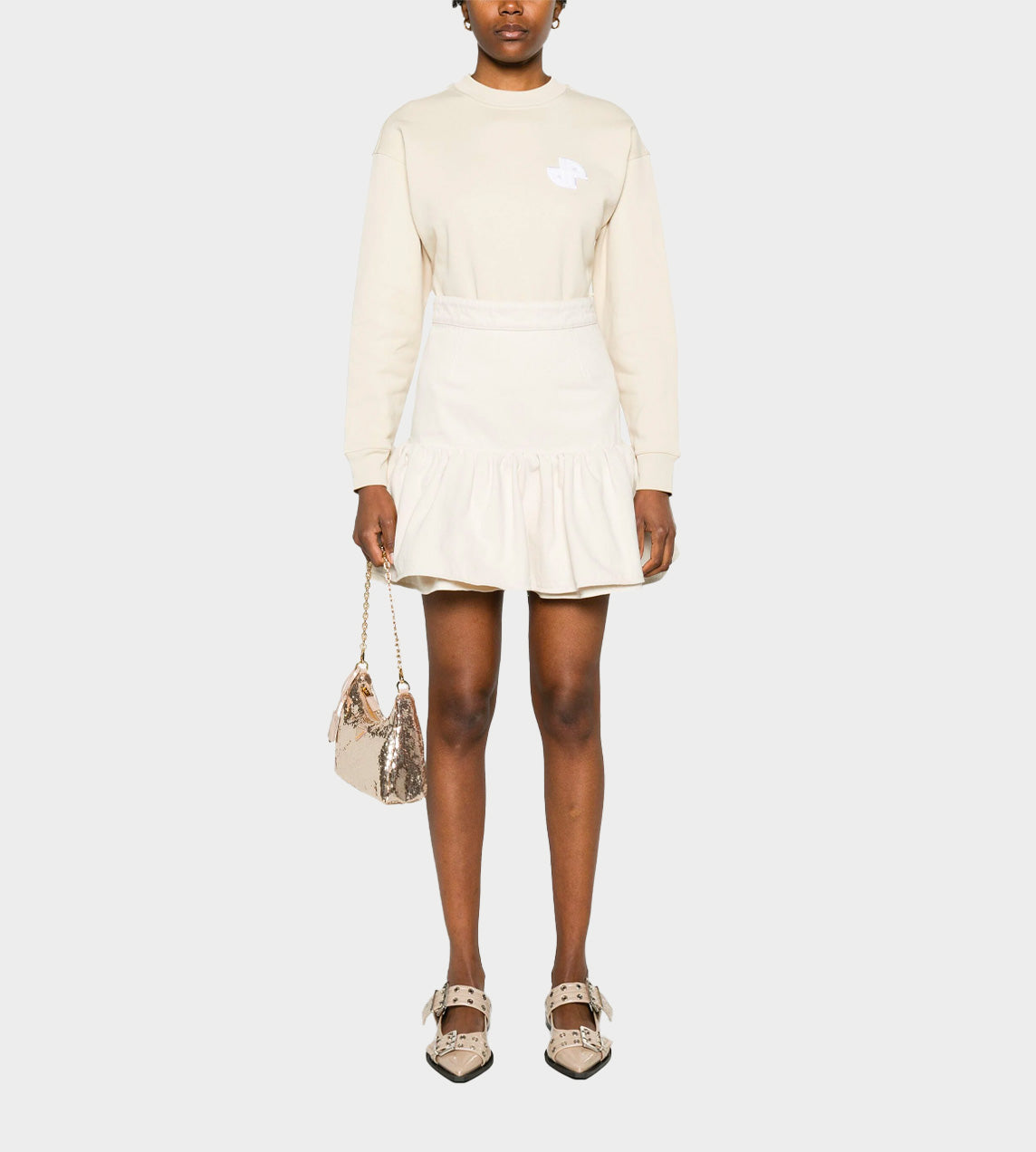 Patou - Ruffle Mini Skirt Natural