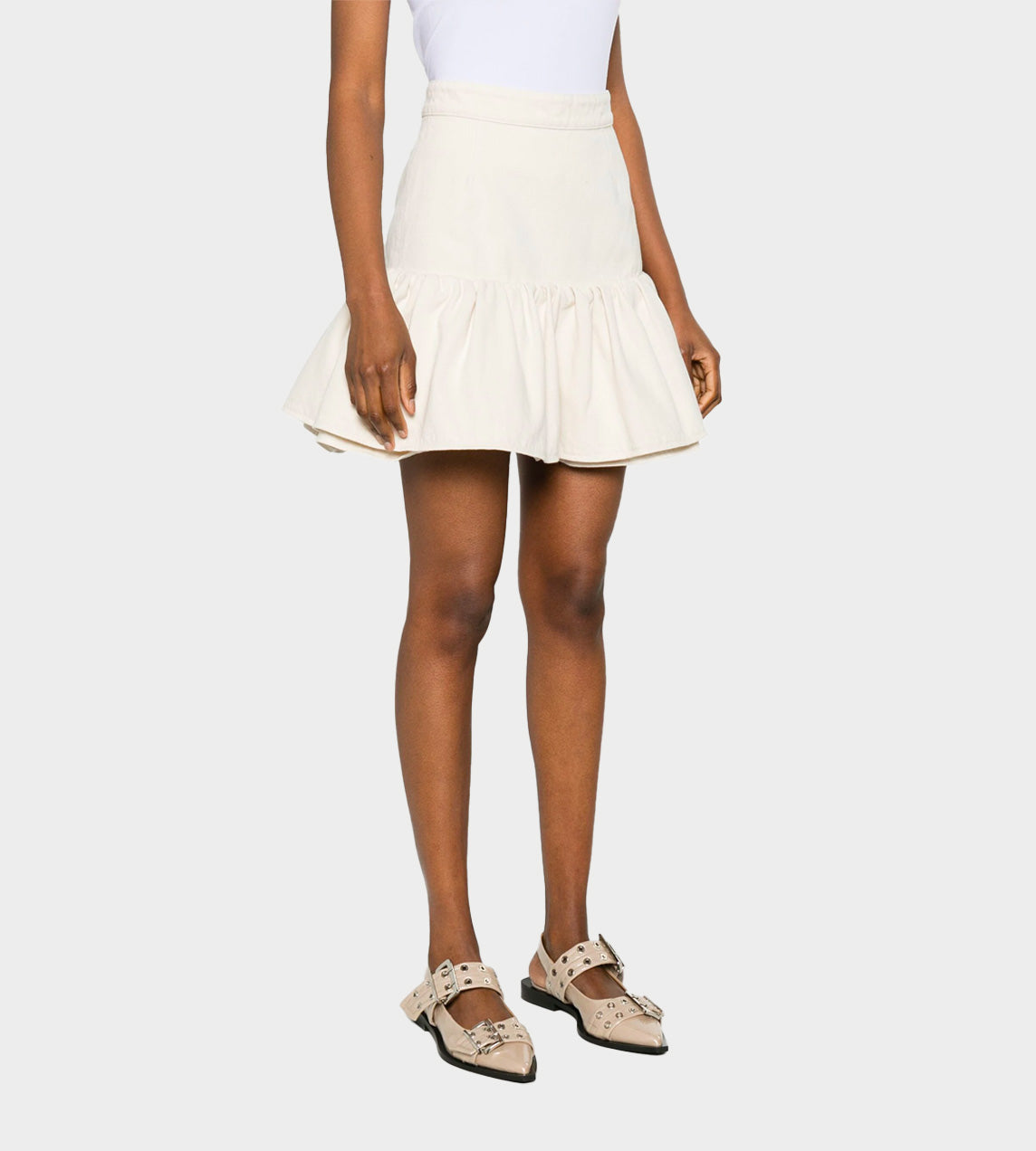 Patou - Ruffle Mini Skirt Natural