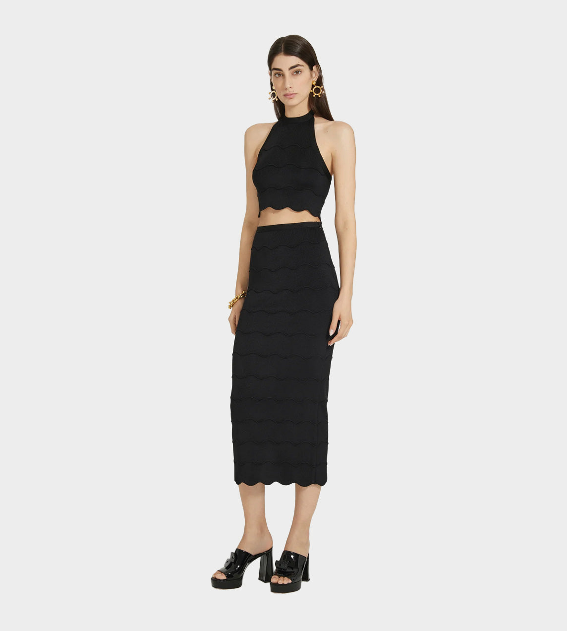 Patou - Wave Milano Long Skirt Black