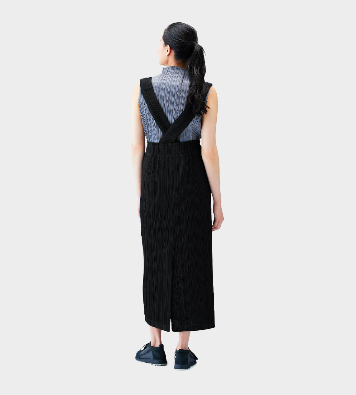 Pleats Please Issey Miyake - Pleated Suspender Skirt Black