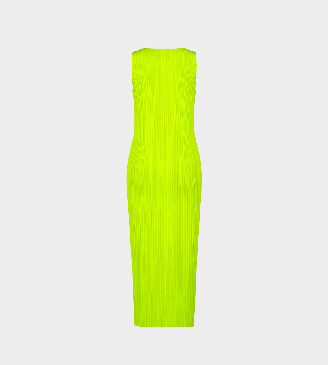 Pleats Please Issey Miyake - Pleated Sleeveless Dress Yellow Green