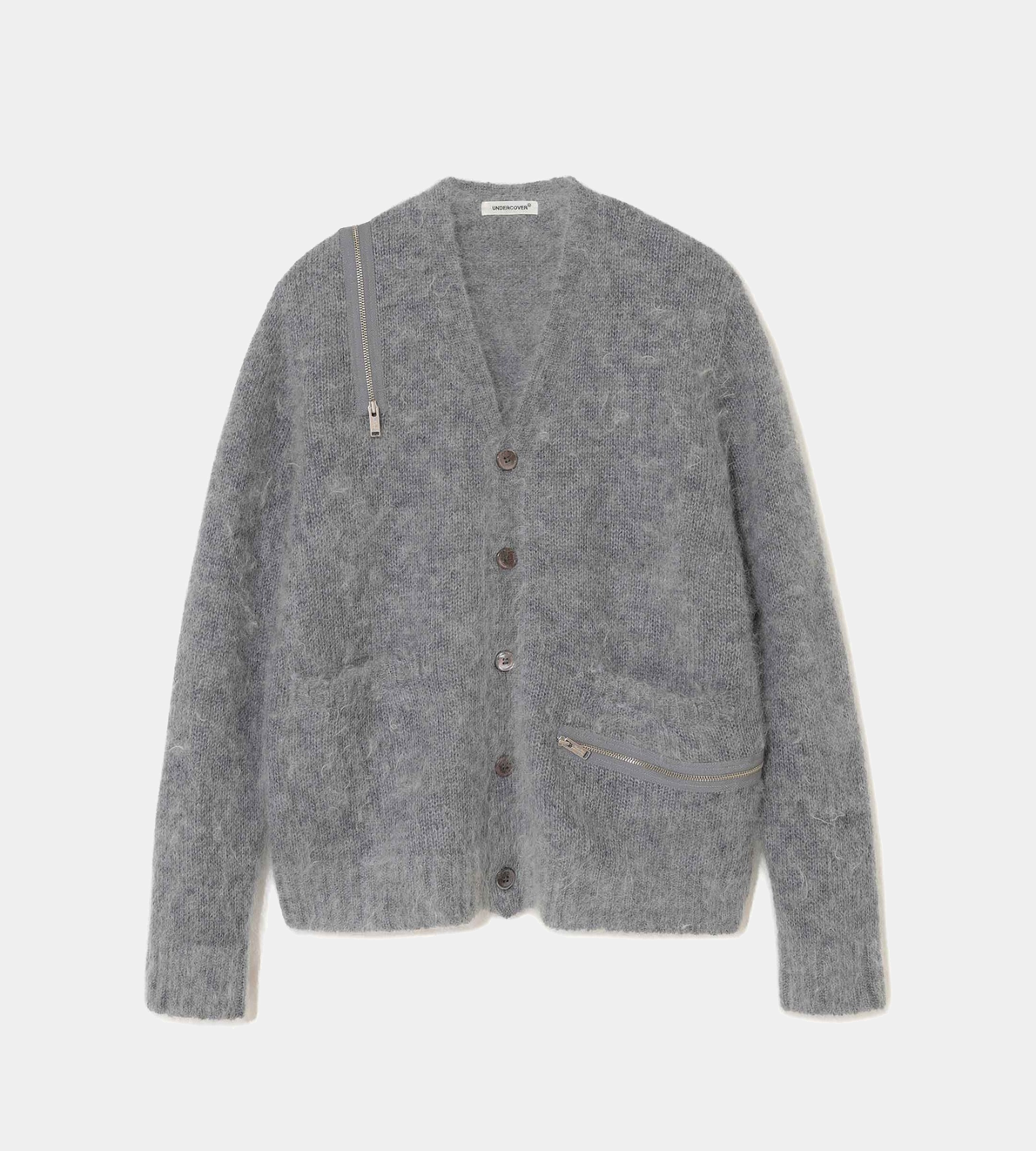 UNDERCOVER - Zip-Detail Mohair Blend Cardigan Grey