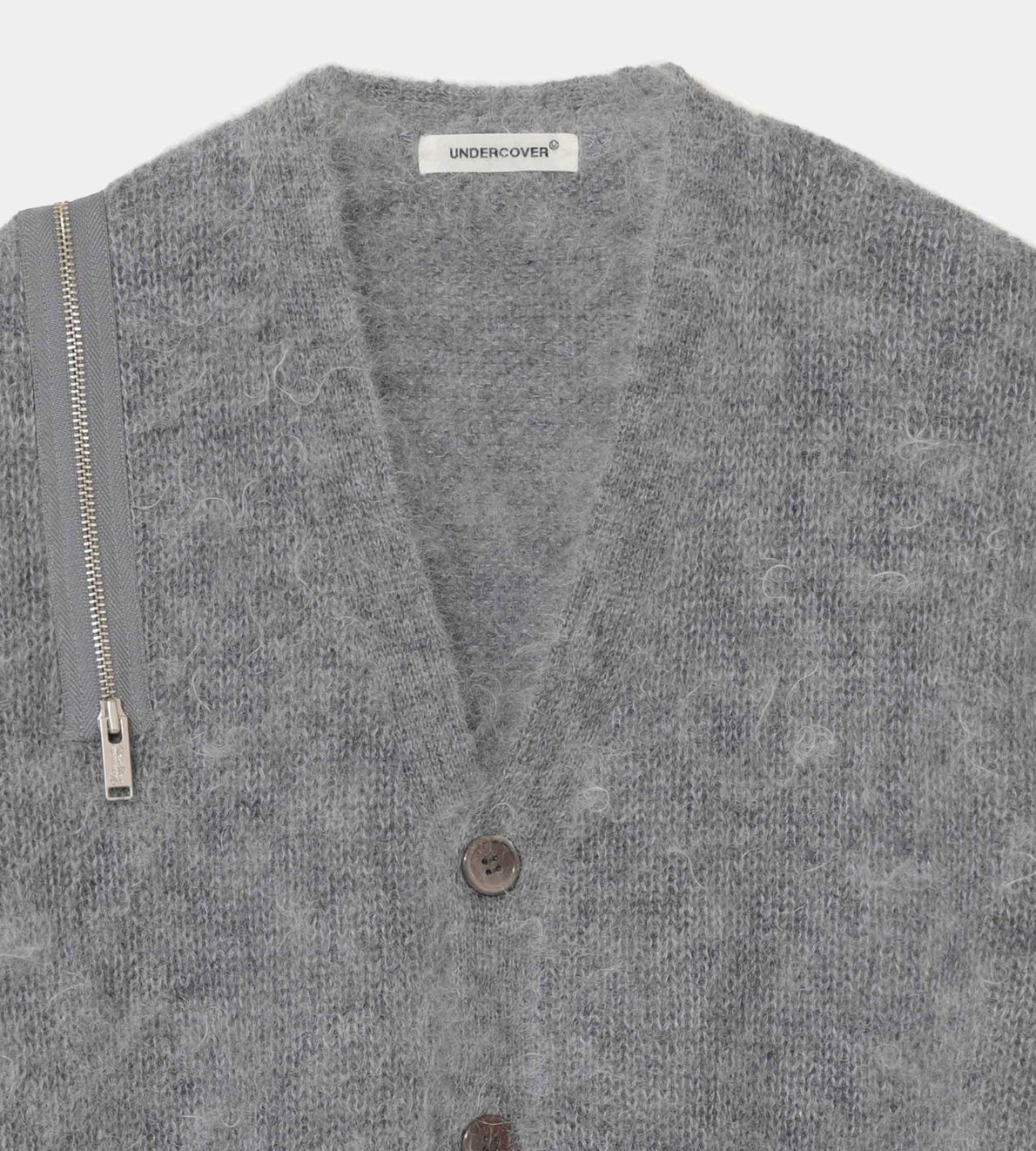 UNDERCOVER - Zip-Detail Mohair Blend Cardigan Grey