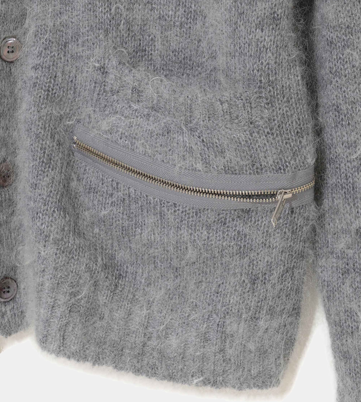 UNDERCOVER - Zip-Detail Mohair Blend Cardigan Grey