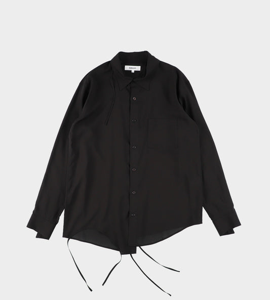 Sulvam - Back Slit Piping Shirts Black