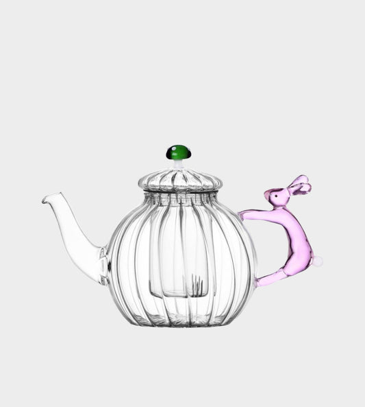 Alice Teapot Pink Rabbit & Green Mushroom