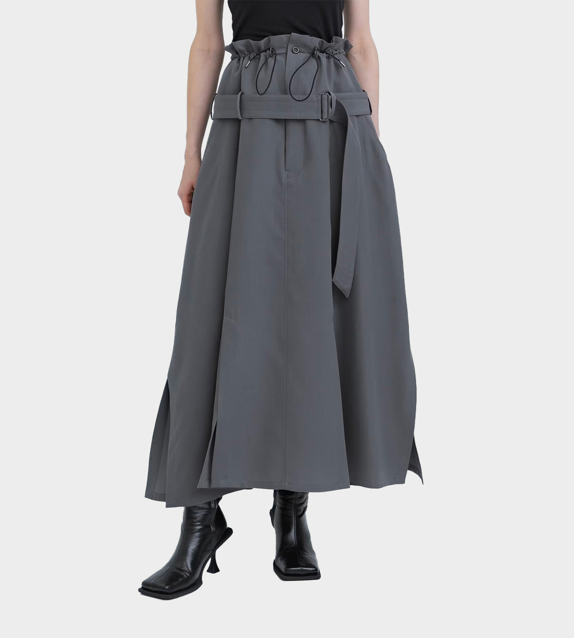 UJOH - Cord & Belt Skirt Grey