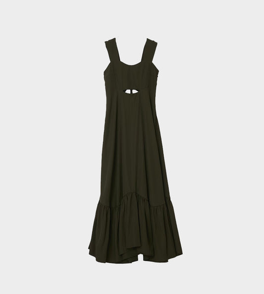UJOH - Shoulder Belt Gathered Dress Olive