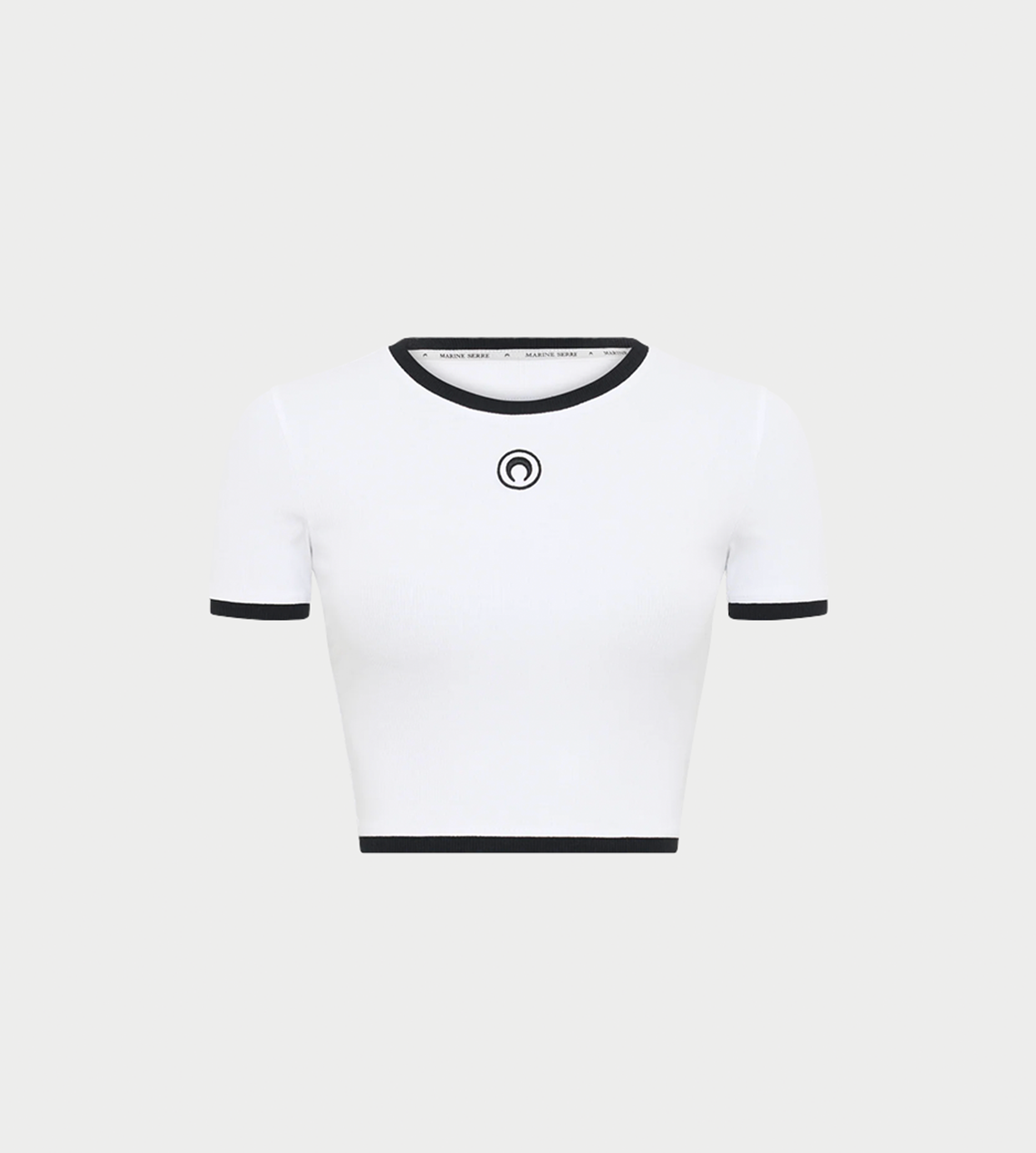 MARINE SERRE - Moon Logo Contrast Cropped Top White