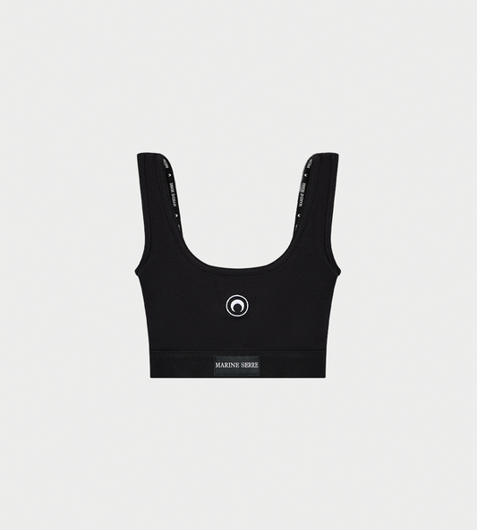 MARINE SERRE - Moon Logo Stretch Sports Bra Blk