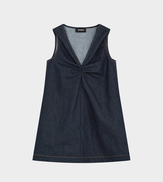 WE11DONE - Denim Sleeveless Hooded Dress Navy