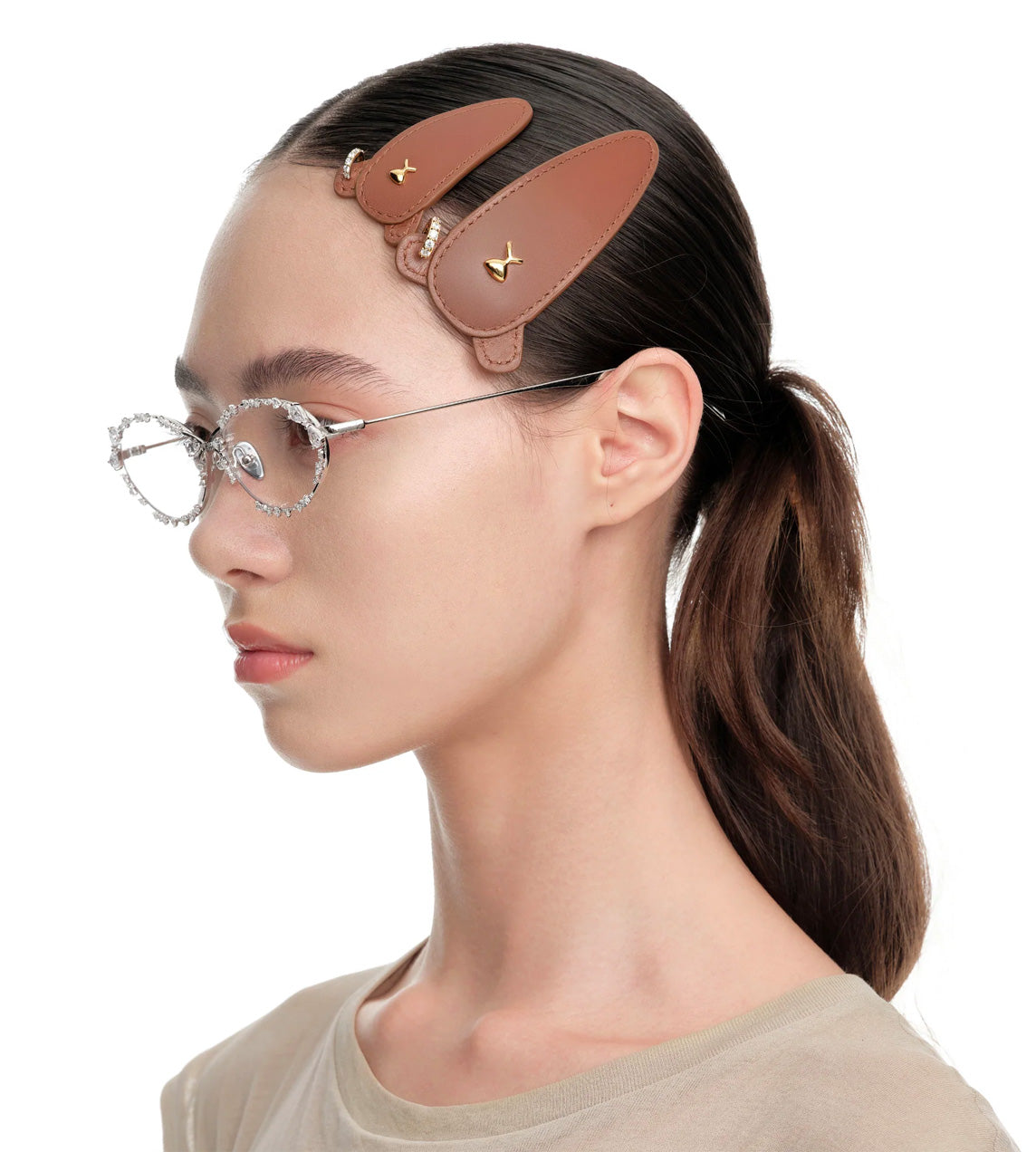 Yvmin - Bear Face Hair Clip Brown