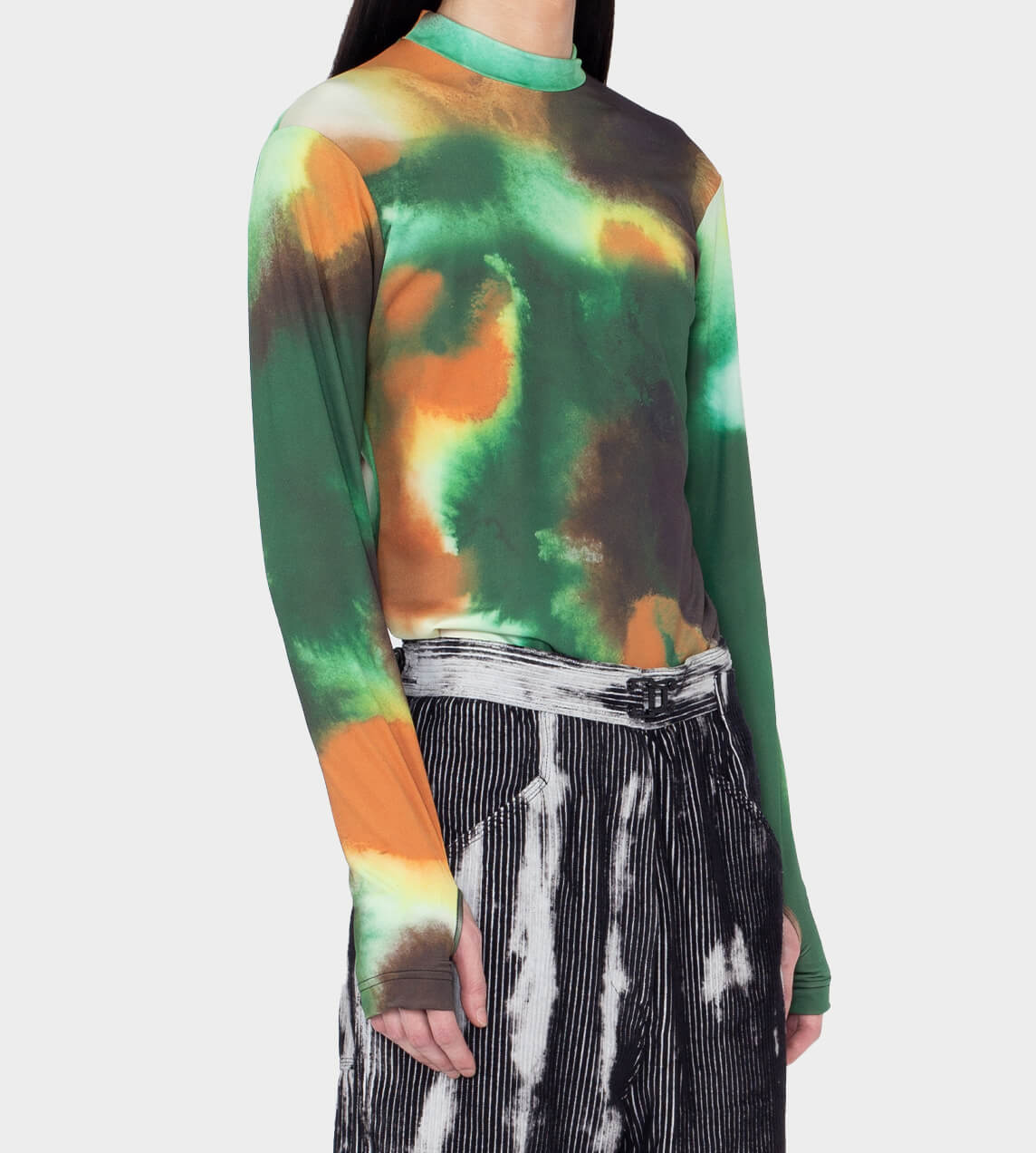 PRONOUNCE - Tri-Colour Print Turtleneck Green
