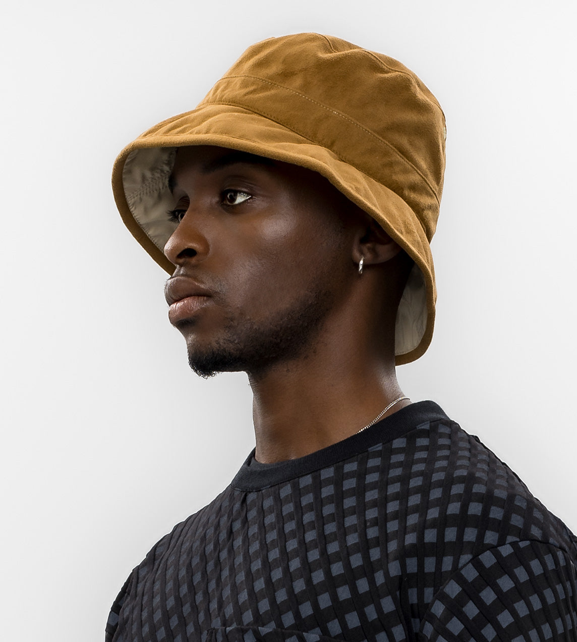 Kijima Takayuki - Faux Leather Brim Bucket Camel